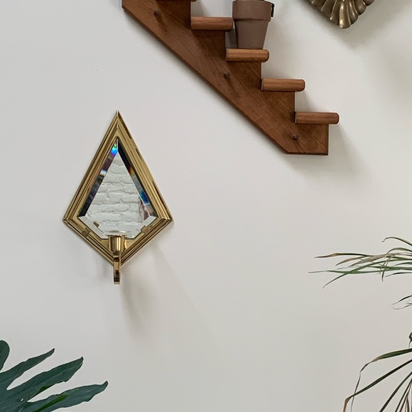 SOLD! Vintage diamond mirror candle holder